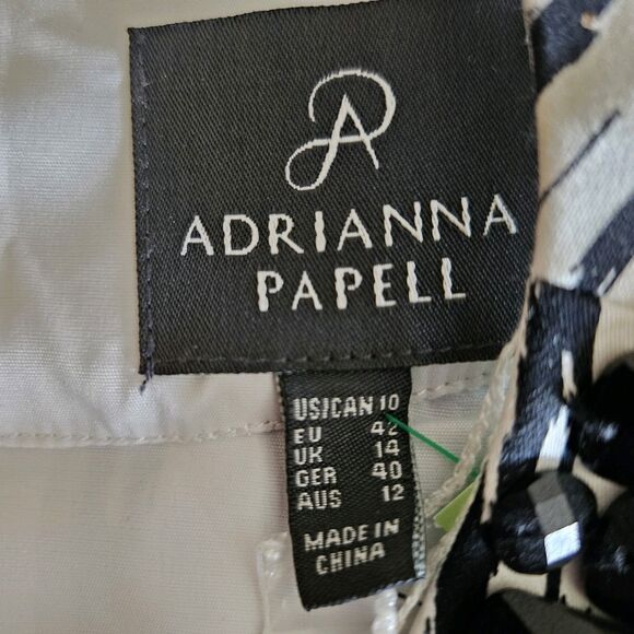 Adrianna Papell Women Dress 10 Black/White Sleeveless Knee Length Polyester New - Picture 4 of 9